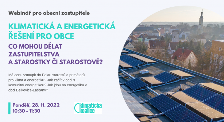 Klimatická a energetická řešení pro obce. Co mohou dělat zastupitelstva a starostky či starostové?